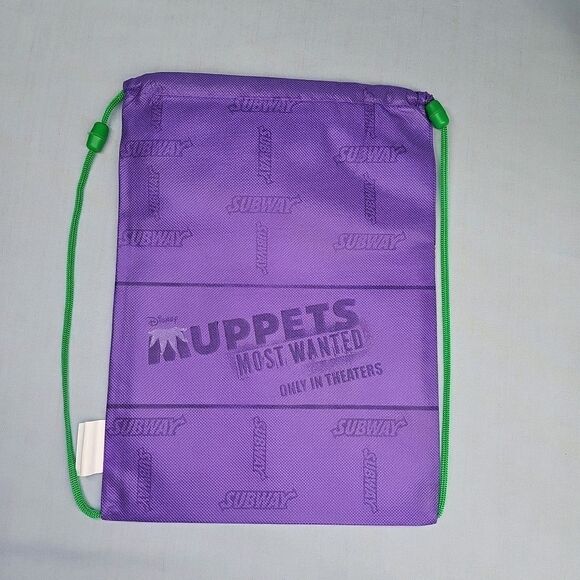DISNEY Muppets MOST WANTED Kermit The Frog Lunch Drawstring BackPack Tote Bag - Picture 2 of 4